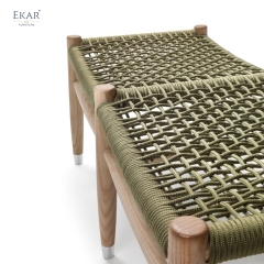 Solid wood woven bench | Modern outdoor solid wood frame woven bench | EKAR FURNITURE