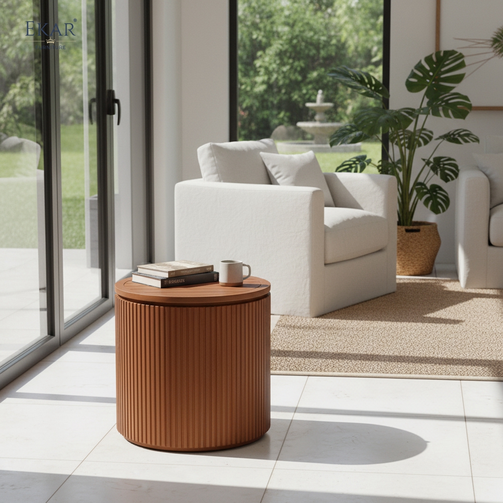 Modern Outdoor Side Table | EKAR FURNITURE Round Patio Accent Table for Luxury Outdoor Furniture