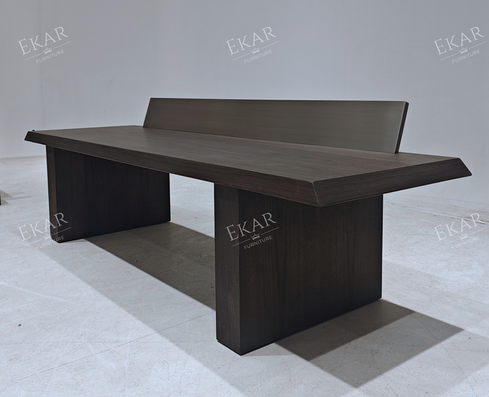 Modern outdoor wooden side table with metal backsplash | EKAR FURNITURE Patio & Garden Furniture