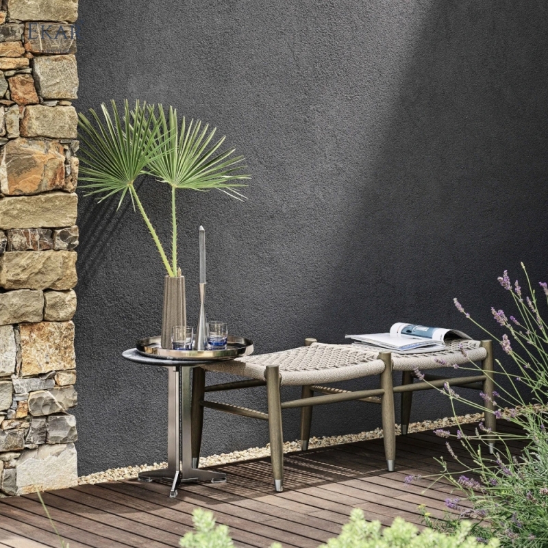 Solid wood woven bench | Modern outdoor solid wood frame woven bench | EKAR FURNITURE