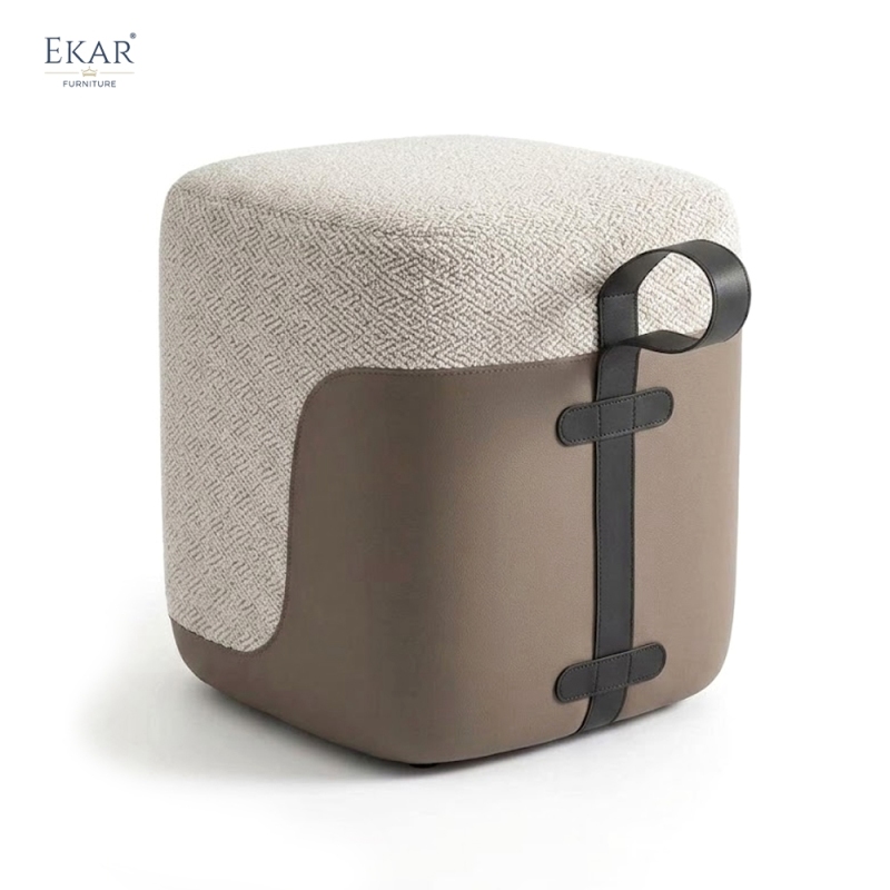Aura Modern Minimalist Vanity Stool – Upholstered Boucle Accent Seat by EKAR FURNITURE
