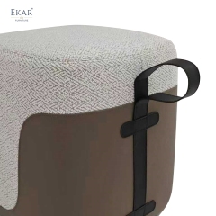 Aura Modern Minimalist Vanity Stool – Upholstered Boucle Accent Seat by EKAR FURNITURE