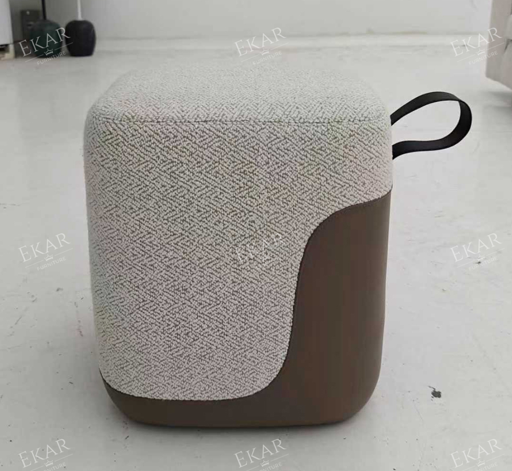 Aura Modern Minimalist Vanity Stool – Upholstered Boucle Accent Seat by EKAR FURNITURE