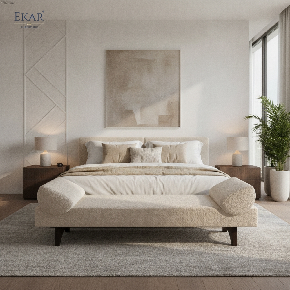 Aurora Modern Upholstered Bed Bench – Luxury Bedroom Accent Seat by EKAR FURNITURE