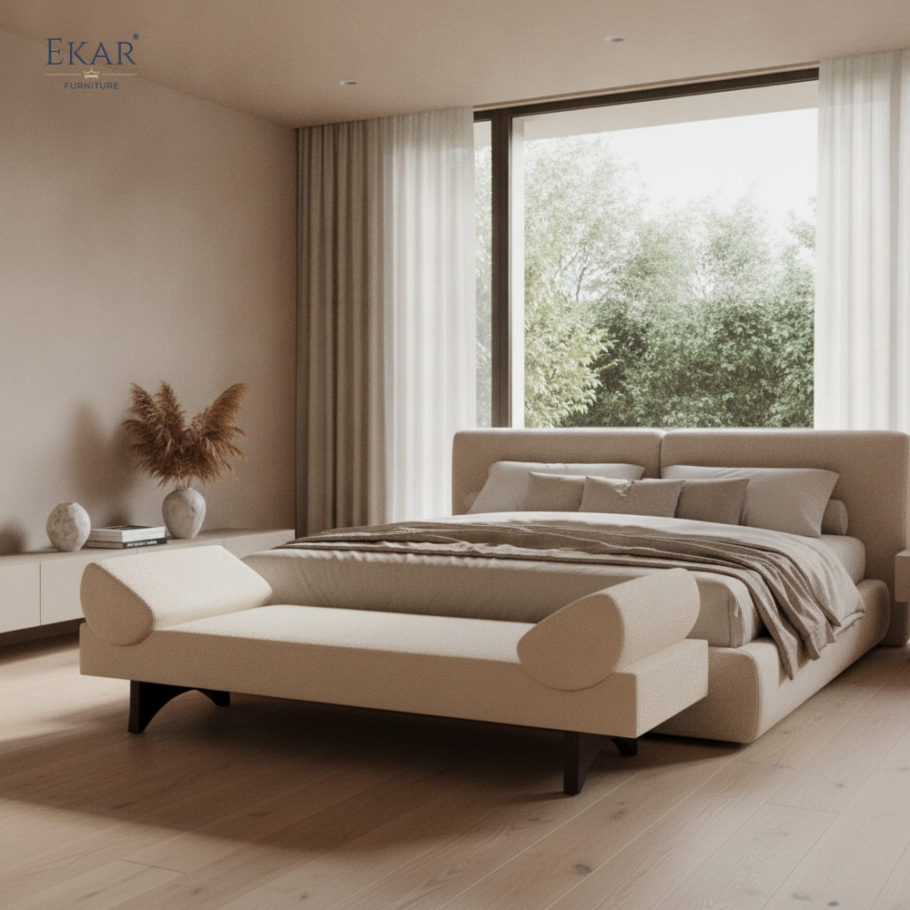 Aurora Modern Upholstered Bed Bench – Luxury Bedroom Accent Seat by EKAR FURNITURE