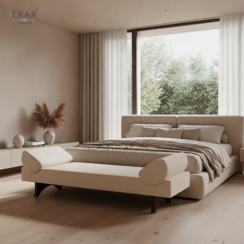 Aurora Modern Upholstered Bed Bench – Luxury Bedroom Accent Seat by EKAR FURNITURE