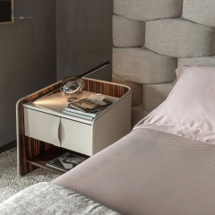 EKAR Minimalist Leather-Wrapped Nightstand - Modern Luxury Bedside Table