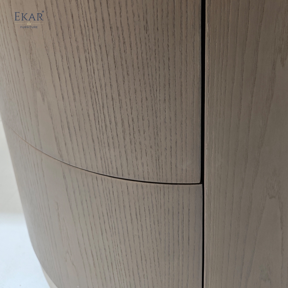EKAR Aura Cylindrical Wooden Nightstand Modern Round Bedside Table