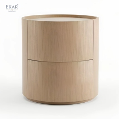 EKAR Aura Cylindrical Wooden Nightstand Modern Round Bedside Table