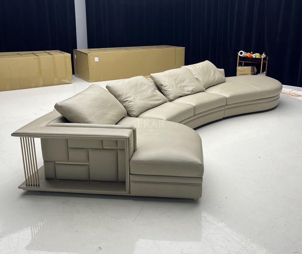 Golden Brushed Metal Frame Corner Sofa