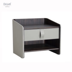 EKAR Minimalist Leather-Wrapped Nightstand - Modern Luxury Bedside Table