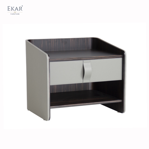 EKAR Minimalist Leather-Wrapped Nightstand - Modern Luxury Bedside Table