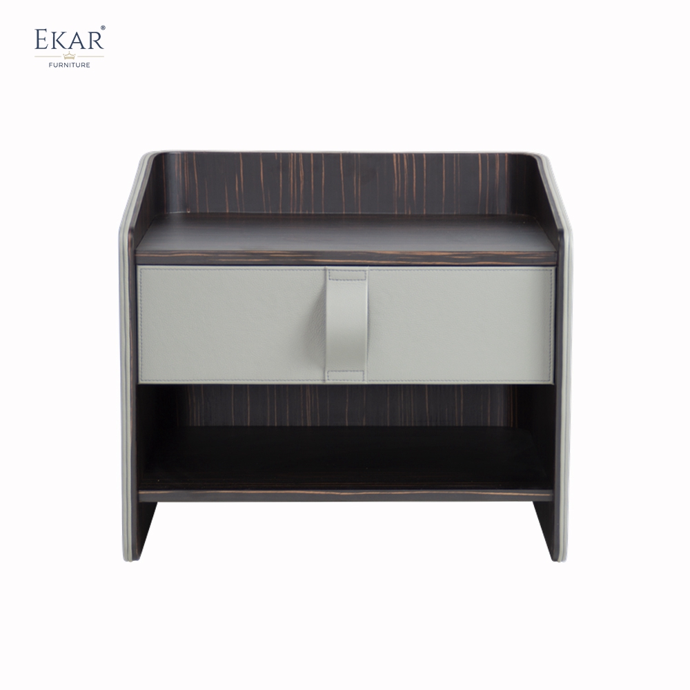 EKAR Minimalist Leather-Wrapped Nightstand - Modern Luxury Bedside Table
