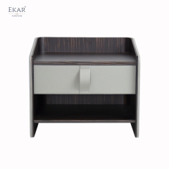 EKAR Minimalist Leather-Wrapped Nightstand - Modern Luxury Bedside Table