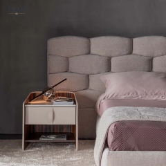 EKAR Minimalist Leather-Wrapped Nightstand - Modern Luxury Bedside Table