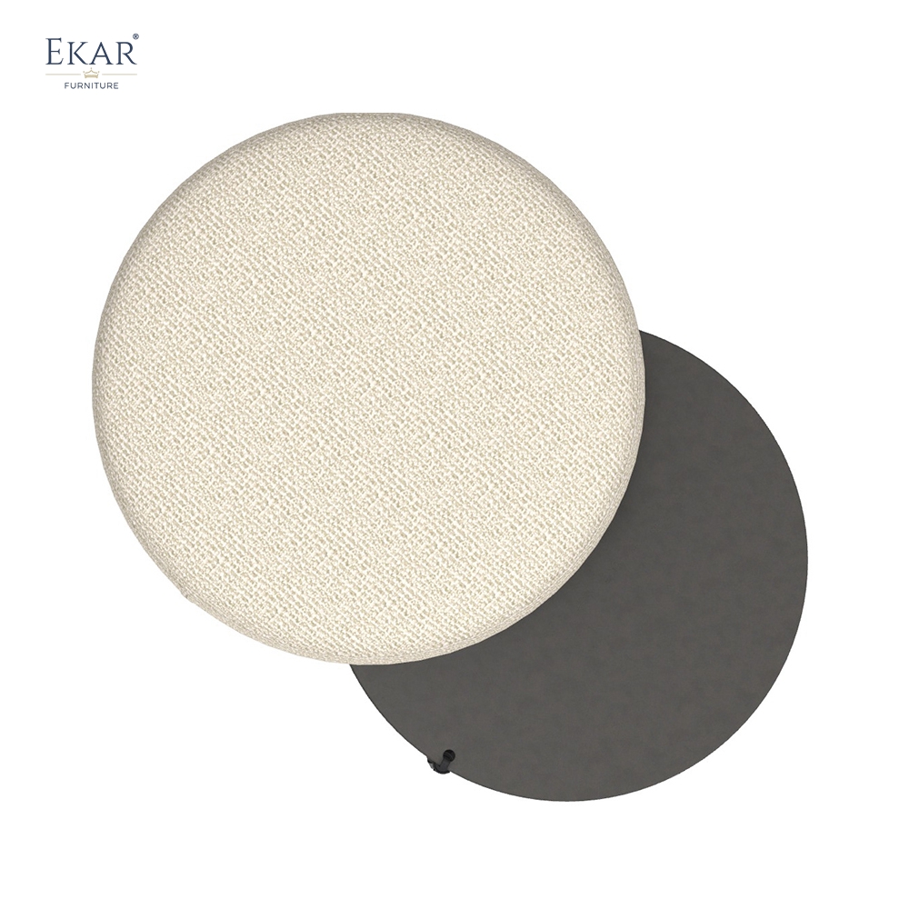 EKAR Horizon Minimalist Drum Ottoman Stool with Concealed Slide-Out Tray