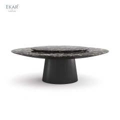 EKAR Apex Modern Round Dining Table with Flush Lazy Susan