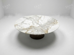 EKAR Apex Modern Round Dining Table with Flush Lazy Susan