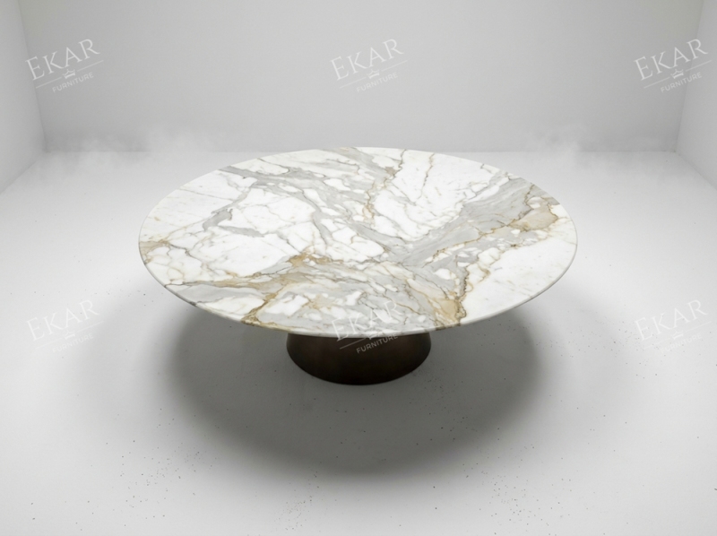EKAR Apex Modern Round Dining Table with Flush Lazy Susan