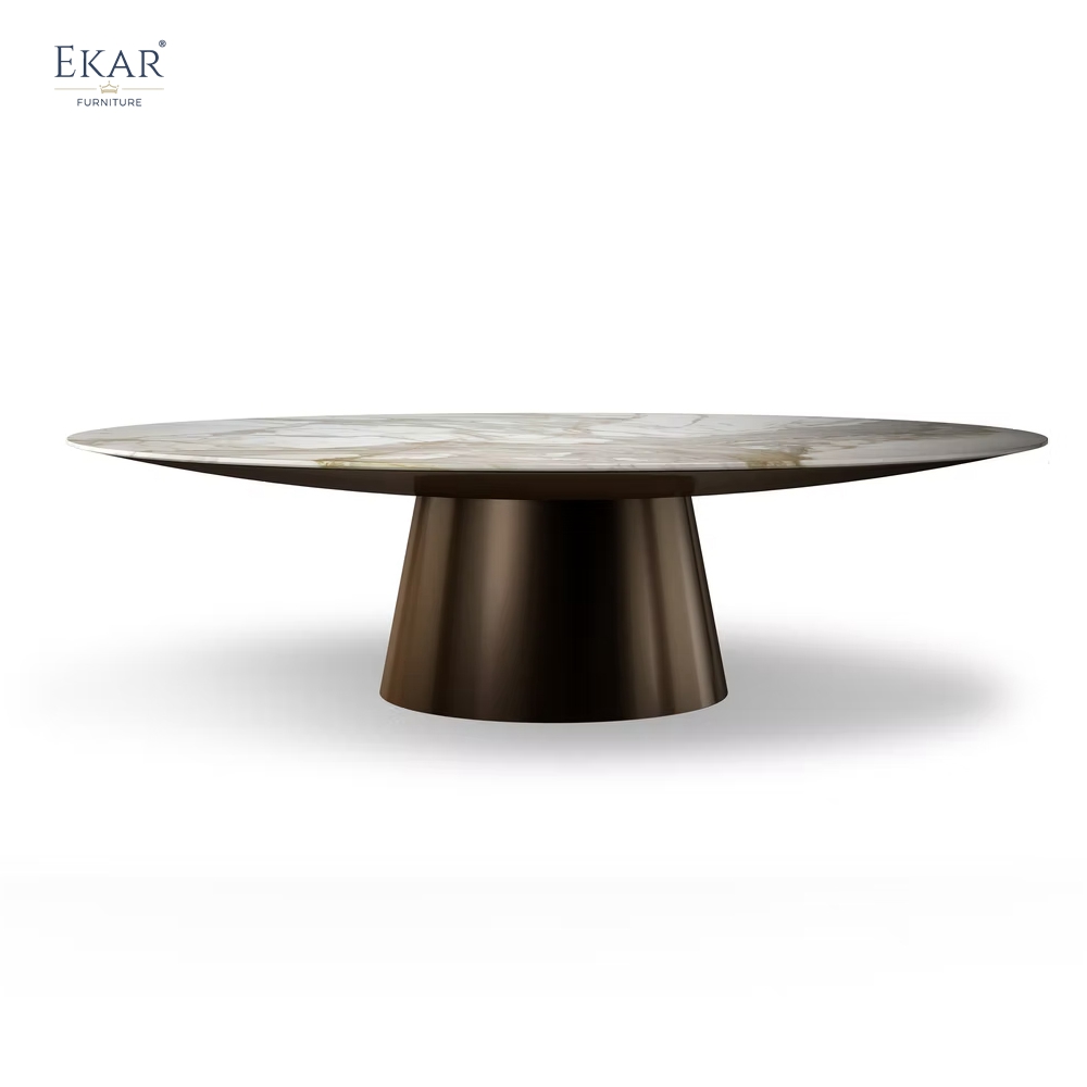 EKAR Apex Modern Round Dining Table with Flush Lazy Susan
