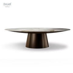EKAR Apex Modern Round Dining Table with Flush Lazy Susan