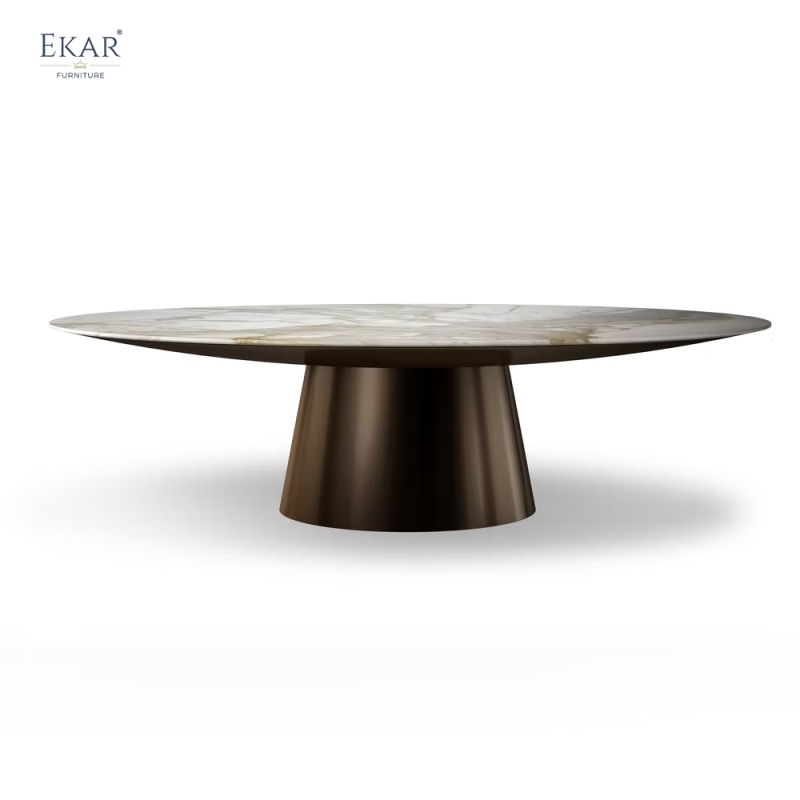 EKAR Apex Modern Round Dining Table with Flush Lazy Susan