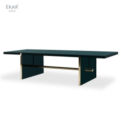 Modern Orange Rectangular Dining Table – Sleek Design with Sturdy Metal Legs