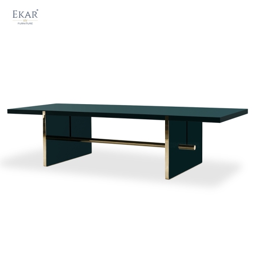 Modern Orange Rectangular Dining Table – Sleek Design with Sturdy Metal Legs