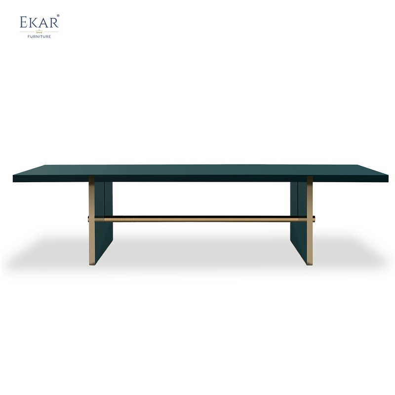 Modern Orange Rectangular Dining Table – Sleek Design with Sturdy Metal Legs