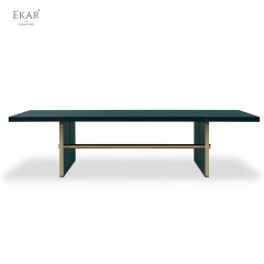 Modern Orange Rectangular Dining Table – Sleek Design with Sturdy Metal Legs