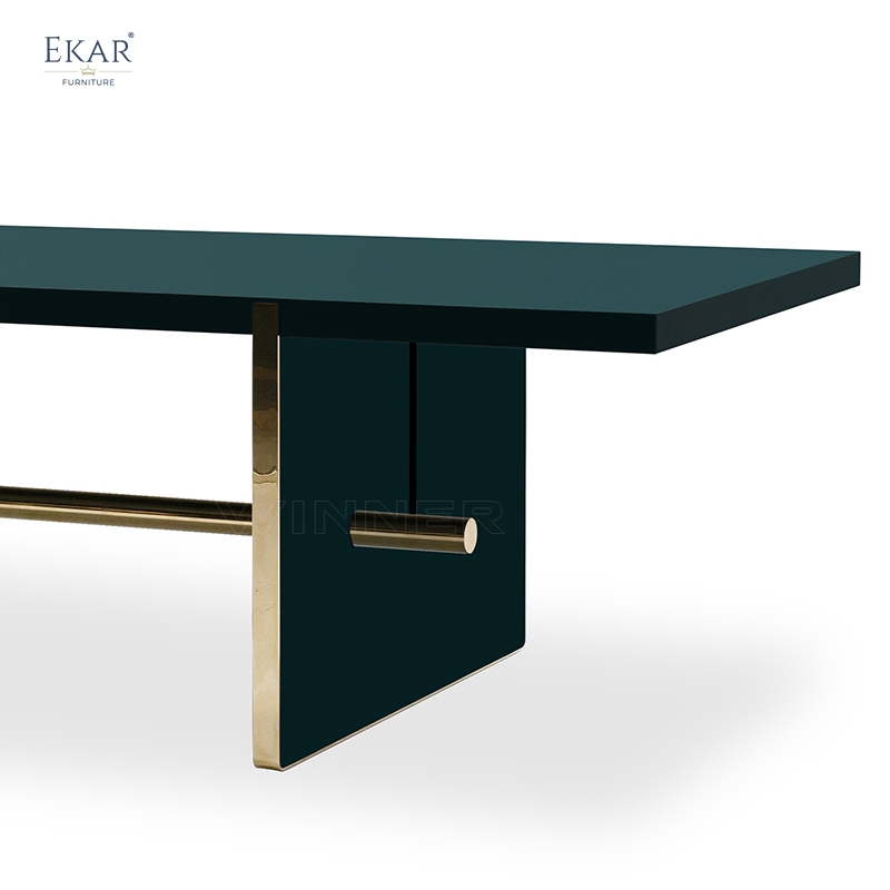 Modern Orange Rectangular Dining Table – Sleek Design with Sturdy Metal Legs