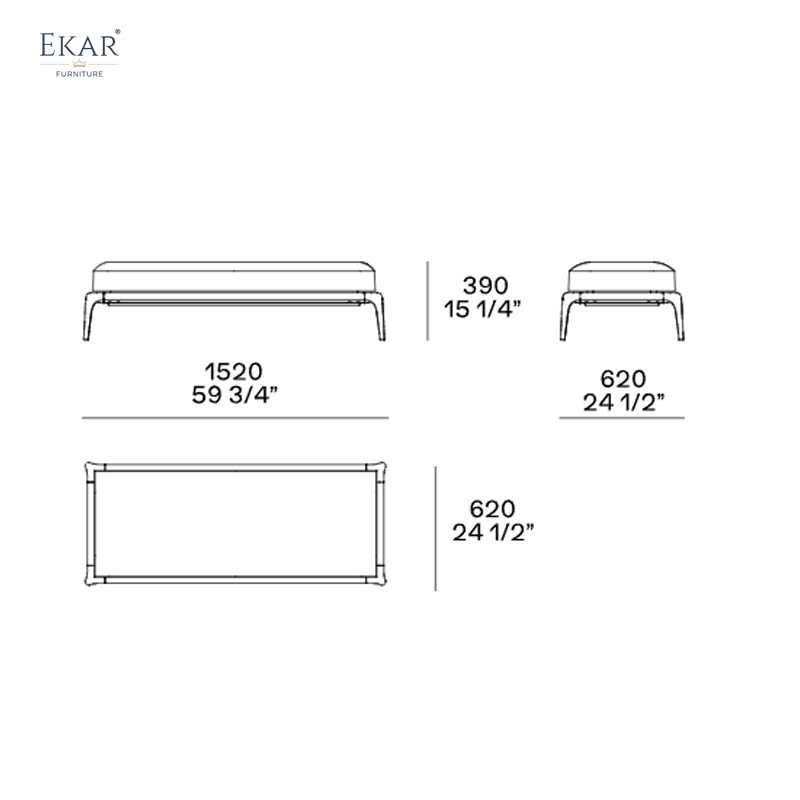 EKAR Tailored - Modern Minimalist Upholstered Bed End Bench
