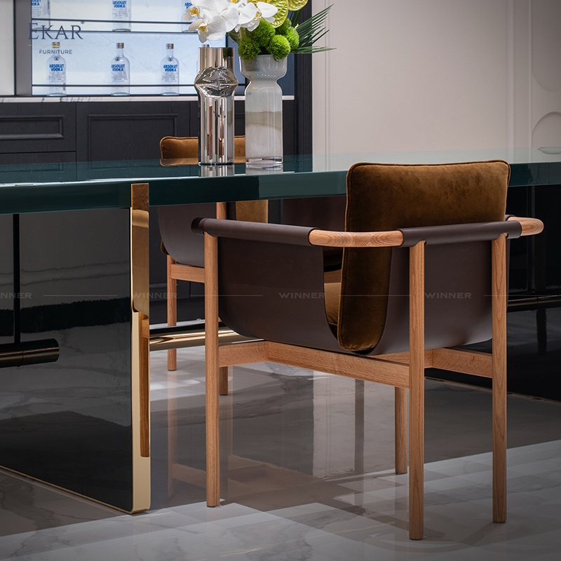 Modern Orange Rectangular Dining Table – Sleek Design with Sturdy Metal Legs