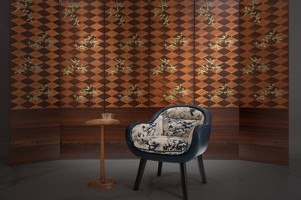 EKAR "Opus" Designer Folding Screen - Luxury Wood Veneer Living Room Furniture