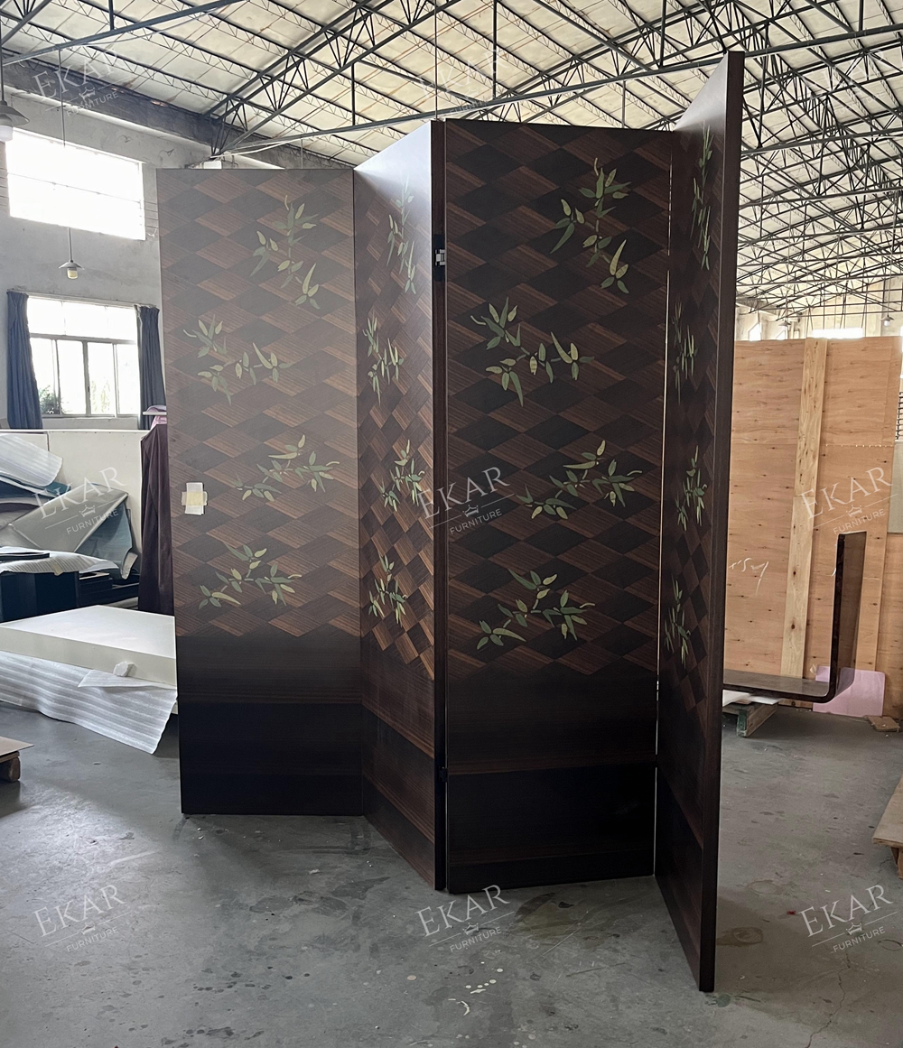 EKAR "Opus" Designer Folding Screen - Luxury Wood Veneer Living Room Furniture