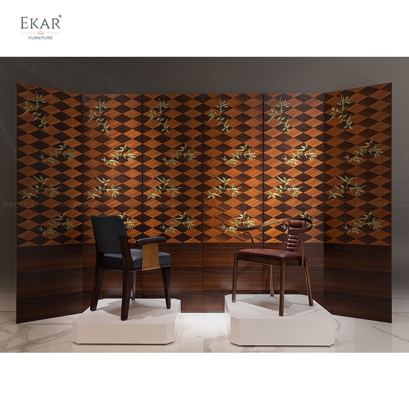 EKAR "Opus" Designer Folding Screen - Luxury Wood Veneer Living Room Furniture