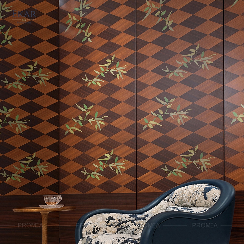 EKAR "Opus" Designer Folding Screen - Luxury Wood Veneer Living Room Furniture