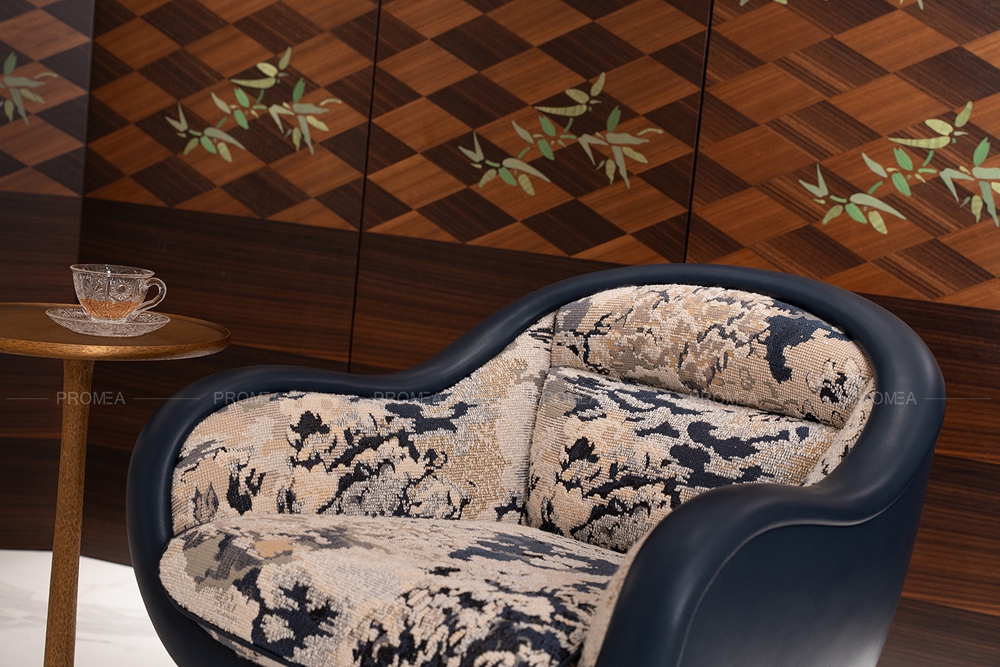Luxurious modern velvet upholstered chair with gold veneer legs
