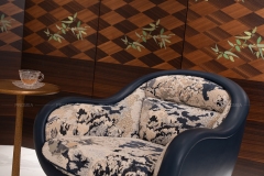 Luxurious modern velvet upholstered chair with gold veneer legs