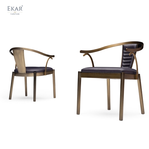 Modern Leather Dining Chair with Steel Frame