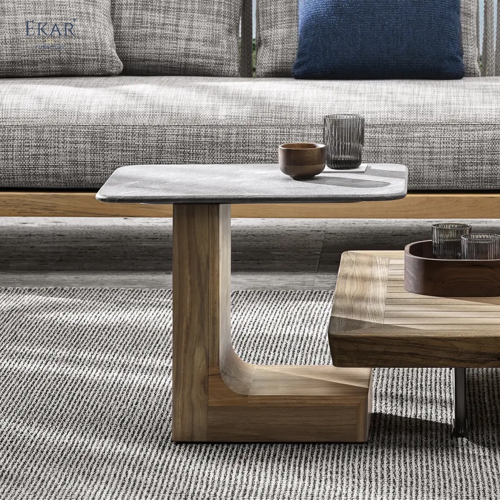 Modern Marble Side Table - Architectural C-Shaped End Table for Luxury Living Rooms | EKAR FURNITURE