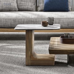 Modern Marble Side Table - Architectural C-Shaped End Table for Luxury Living Rooms | EKAR FURNITURE