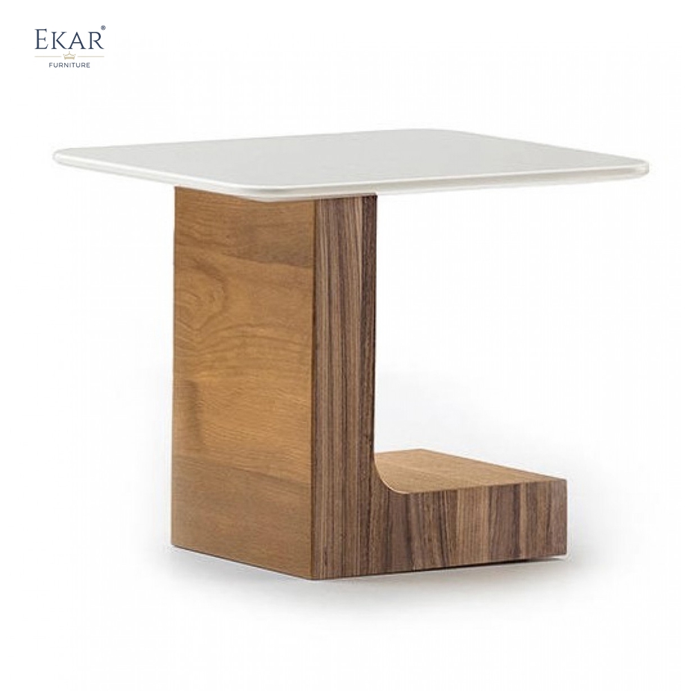 Modern Marble Side Table - Architectural C-Shaped End Table for Luxury Living Rooms | EKAR FURNITURE