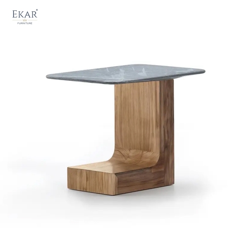 Modern Marble Side Table - Architectural C-Shaped End Table for Luxury Living Rooms | EKAR FURNITURE