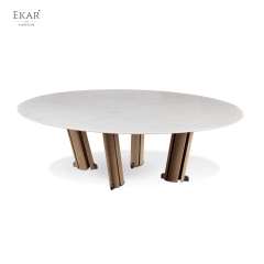 Modern Minimalist Oval Marble Dining Table | Luxury Dining Room Furniture by EKAR FURNITURE
