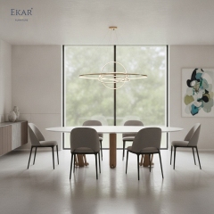 Modern Minimalist Oval Marble Dining Table | Luxury Dining Room Furniture by EKAR FURNITURE