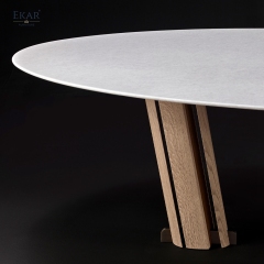 Modern Minimalist Oval Marble Dining Table | Luxury Dining Room Furniture by EKAR FURNITURE