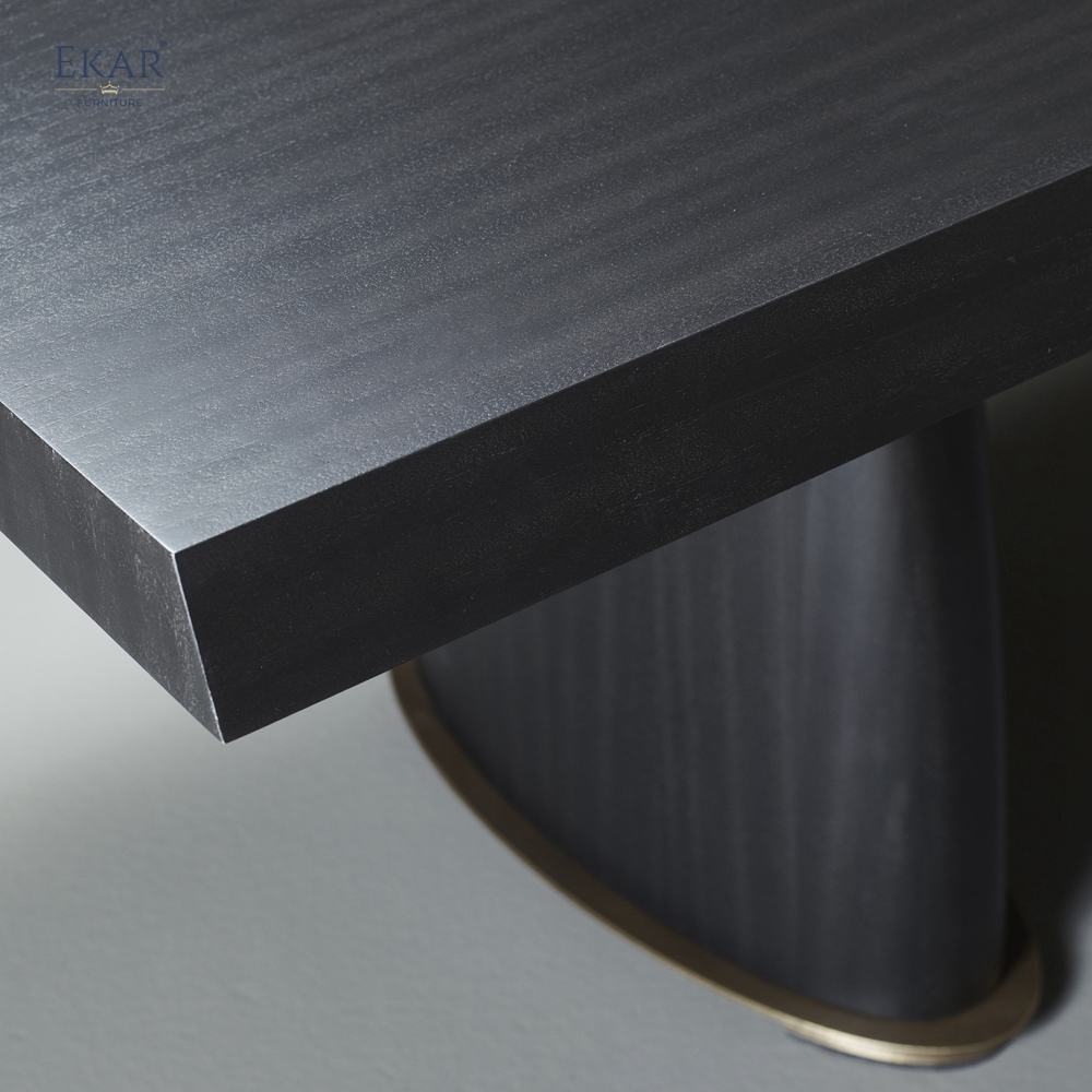 EKAR Modern Solid Wood Dining Table | Double Drum Pedestal Base | Contemporary Dining Room Furniture