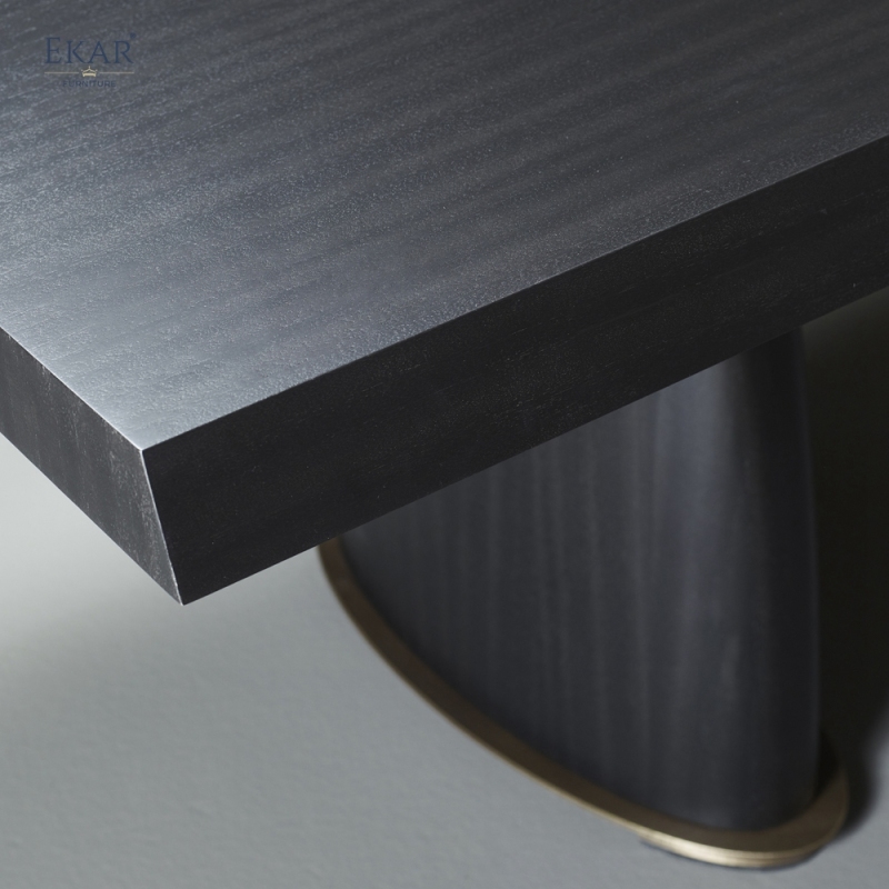 EKAR Modern Solid Wood Dining Table | Double Drum Pedestal Base | Contemporary Dining Room Furniture