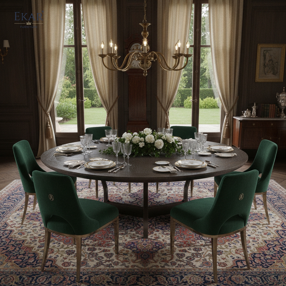 EKAR Arcveil Oval & Round Dining Table | Solid Oak Herringbone Top | EKAR FURNITURE